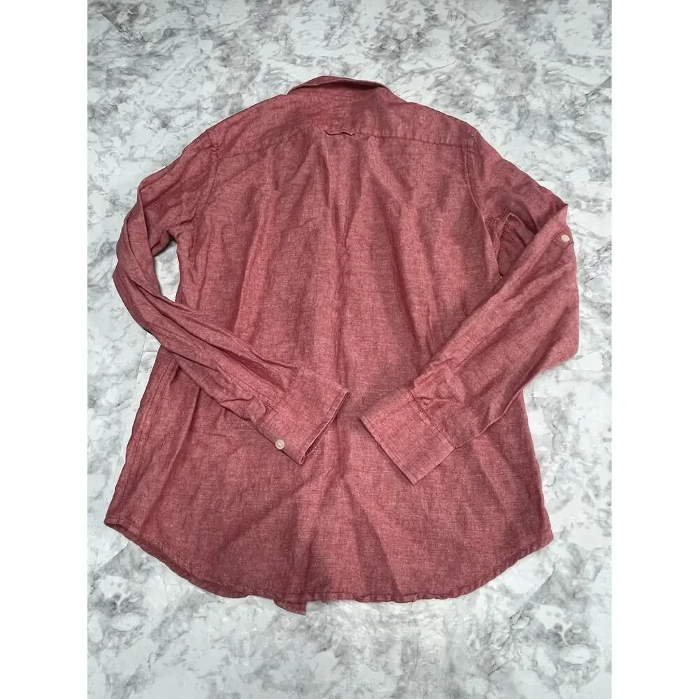 Coastal Resorts Banana Republic Men's Linen Standard Fit Button Down Shirt S Red